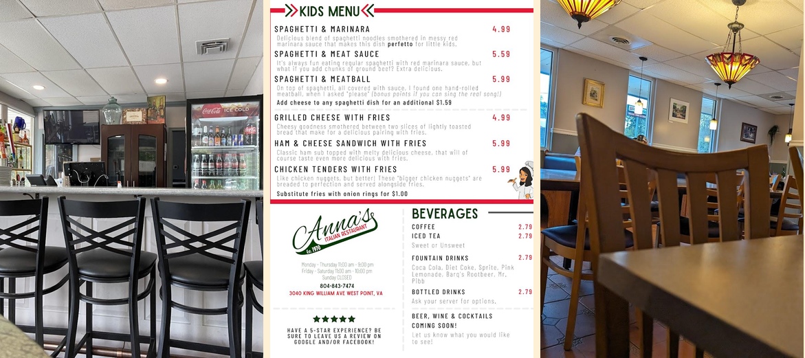 Anna's Italian Restaurant - West Point West Point